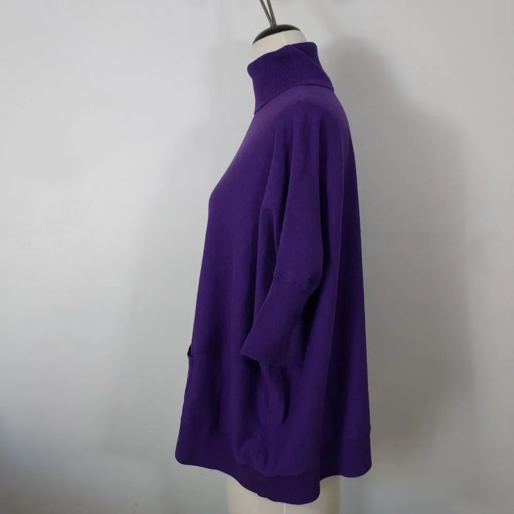 MICHAEL Michael Kors Sweater Top Boxy Oversize Turtleneck Handwarmer Women XS